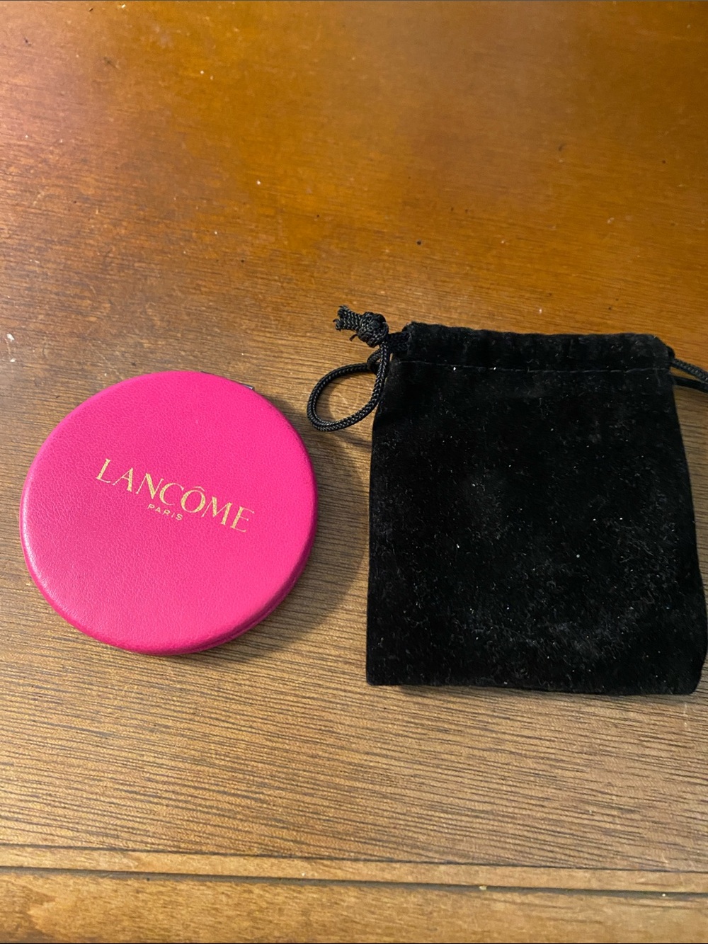 Lancome Pink Compact Case with Black Velvet Pouch